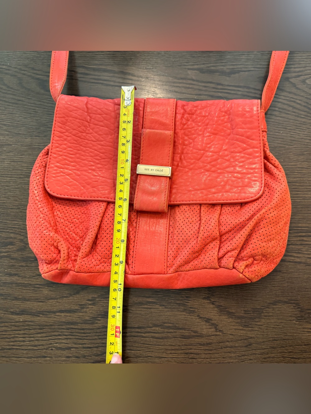 See by Chloe Red Coral Women's Crossbody Bag with Front Flap Vintage - Picture 10 of 13